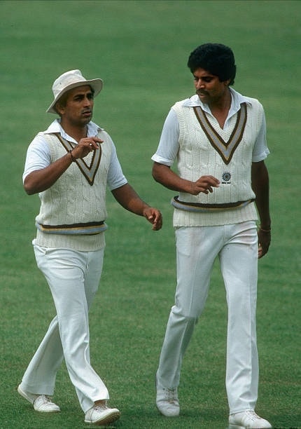 Sunil Gavaskar with former Indian skipper Kapil Dev